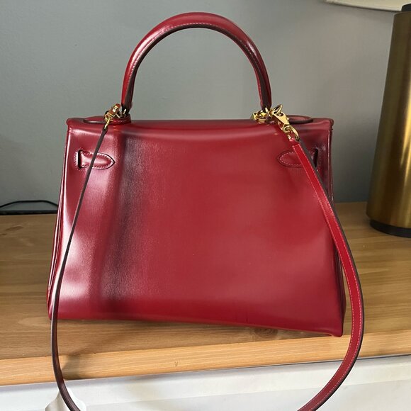 Wirkin Designer Inspired Kelly Red Box Smooth Leather 32 CM Bag - Picture 2 of 11
